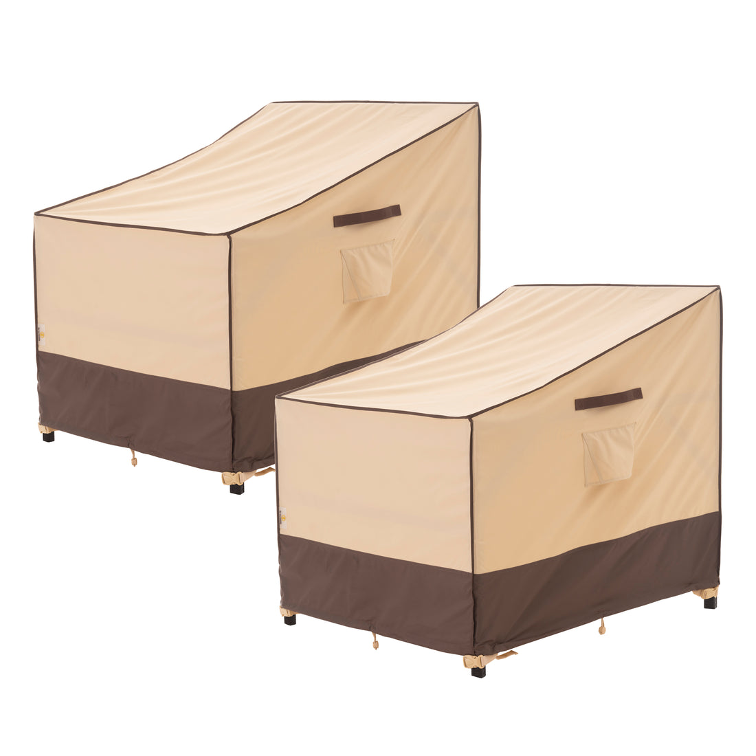 2025 Light Weight Edition Waterproof Outdoor Patio Chair Covers - Beige+Brown - 2 Packs
