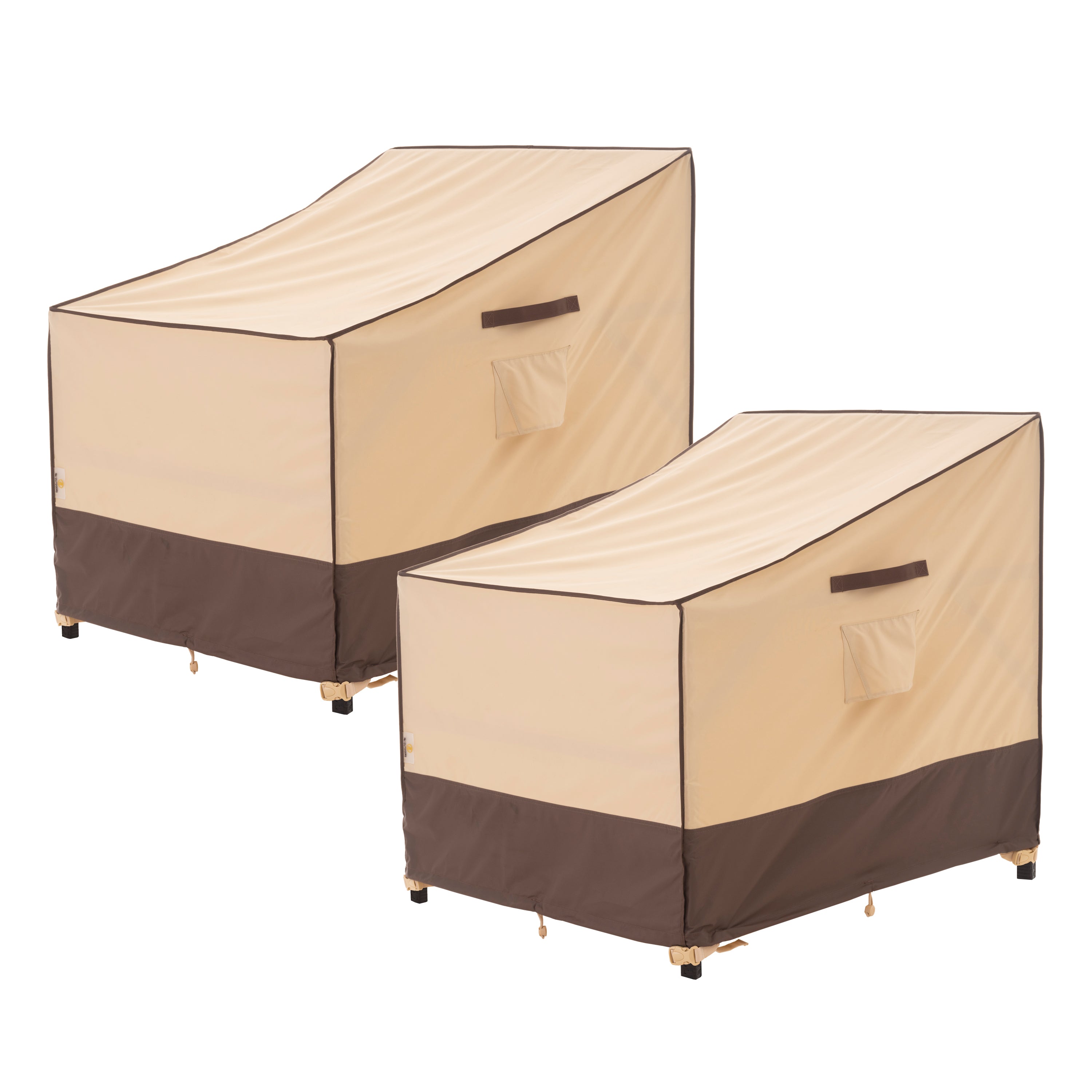 2025 Light Weight Edition Waterproof Outdoor Patio Chair Covers - Beige+Brown - 2 Packs