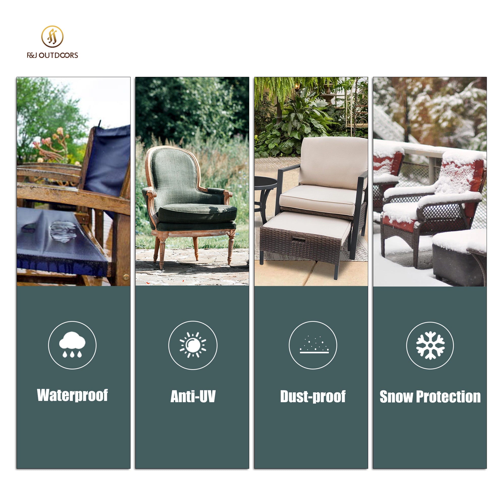 2025 Light Weight Edition Waterproof Outdoor Patio Chair Covers - Beige+Brown - 2 Packs