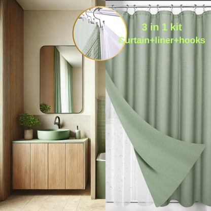 3-in-1 Shower Curtain Kit - Green