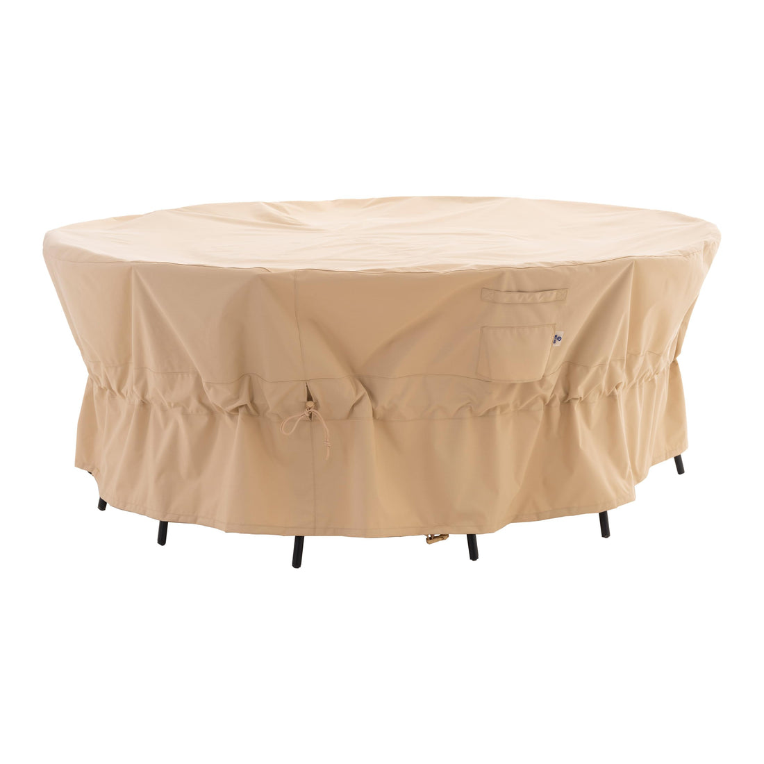 Waterproof Outdoor Patio Round Cover - Beige - Dancing Garden Collection.