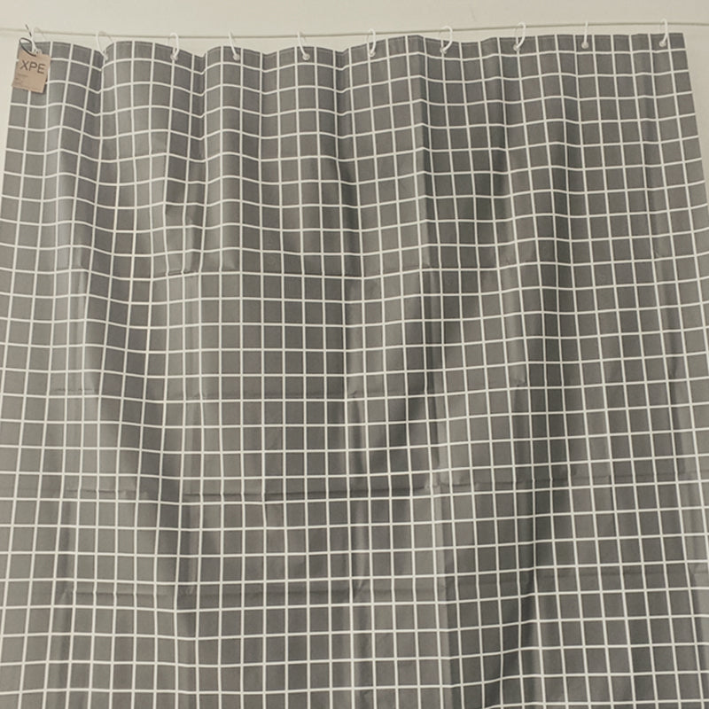 Durable Waterproof Polyester Shower Curtain with Plastic Hooks for Bathroom