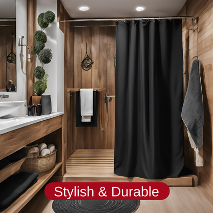 3-in-1 Shower Curtain Kit - Black