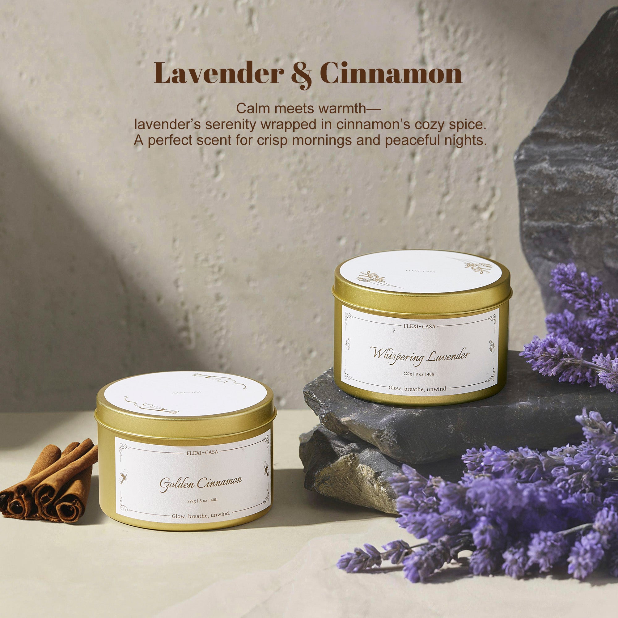 Lavender &amp; Cinnamon Aromatherapy Tin Candle Set – 2 Pack Soy Wax Candles for Relaxation