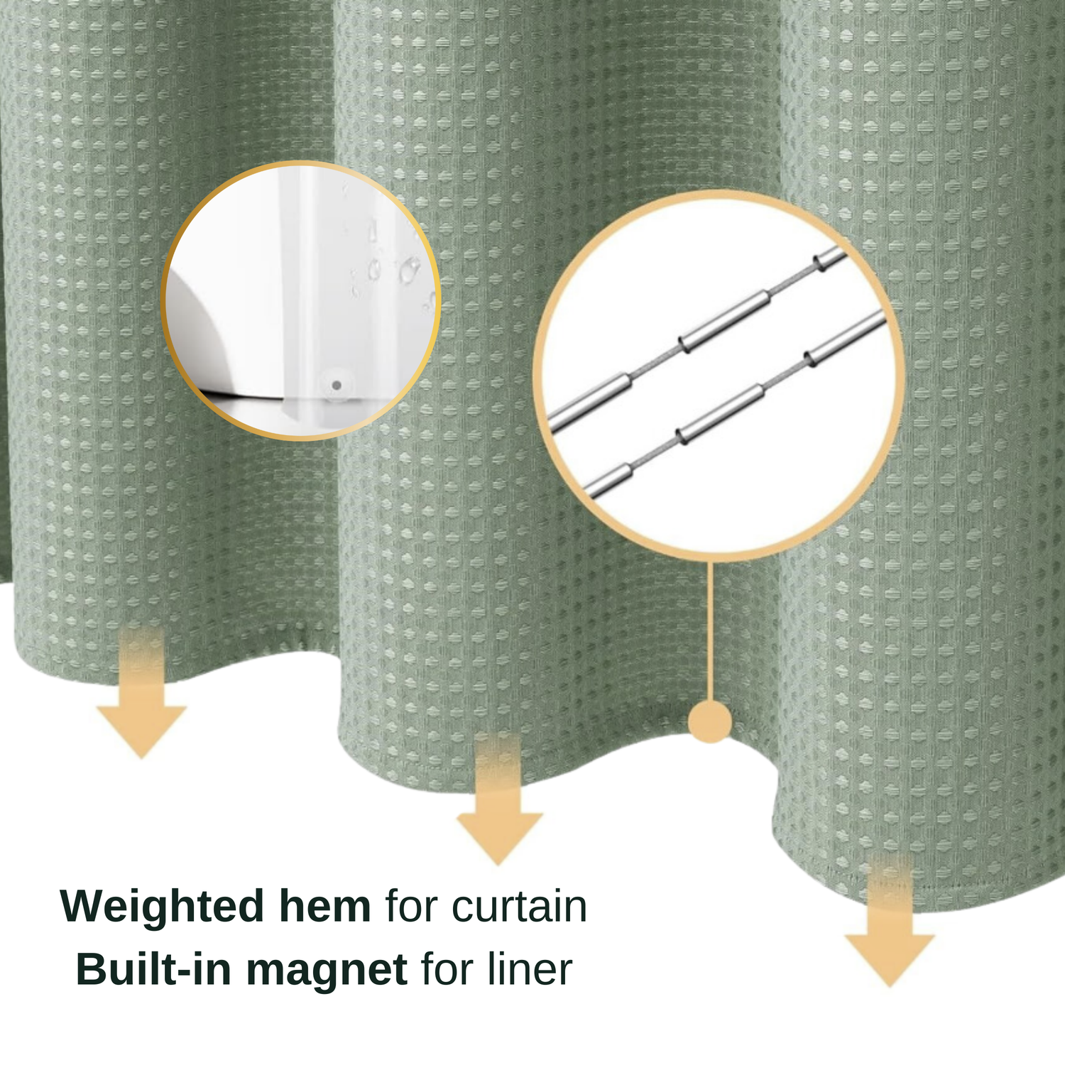 3-in-1 Shower Curtain Kit - Green