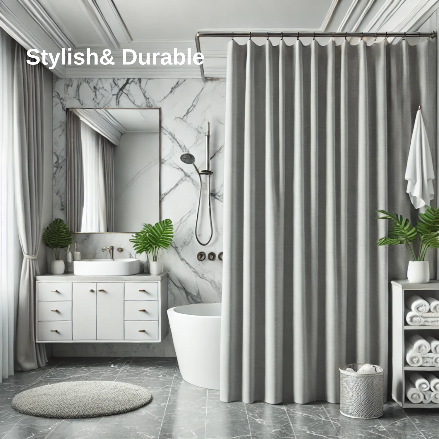 3-in-1 Shower Curtain Kit - Grey