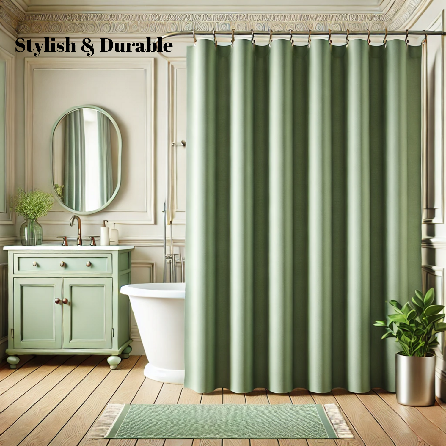 3-in-1 Shower Curtain Kit - Green