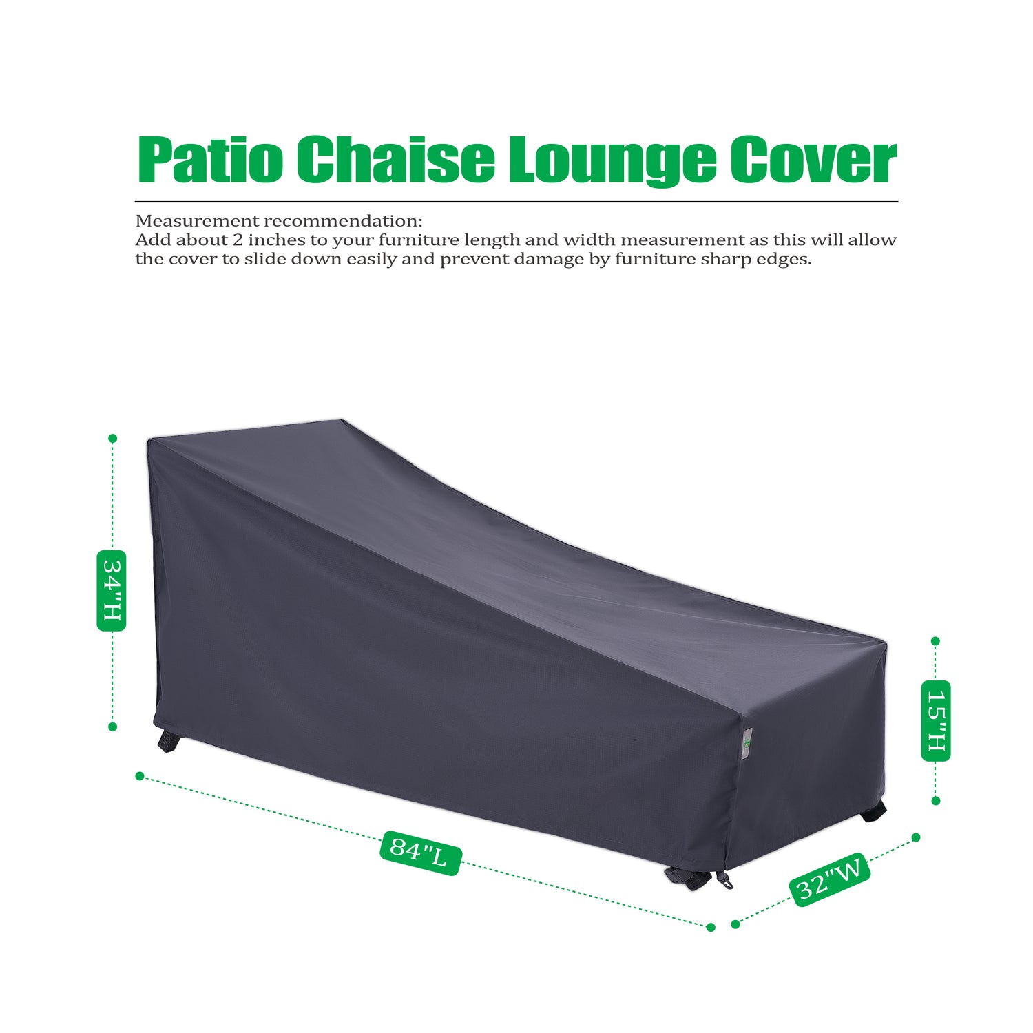 2024 Edition Patio Chaise Lounge Chair Covers - Grey - 2 Packs