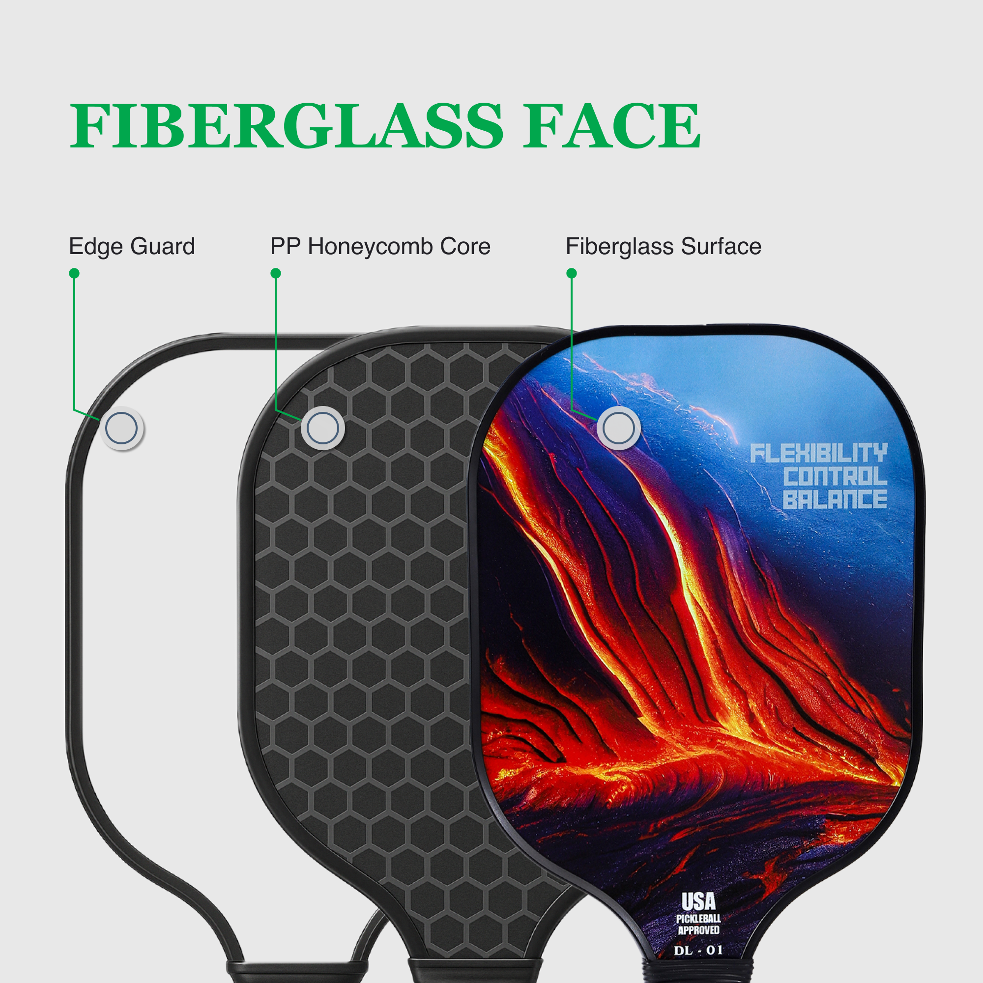 Fiberglass Pickleball Paddle Set – USAPA Approved Pickleball Paddles for Beginners &amp; Adults