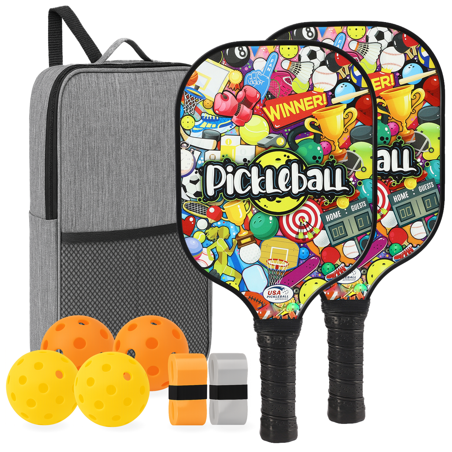 Fiberglass Pickleball Paddle Set – USAPA Approved Pickleball Paddles for Beginners &amp; Adults