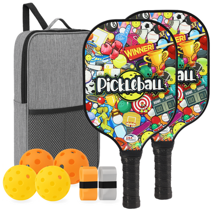 Fiberglass Pickleball Paddle Set – USAPA Approved Pickleball Paddles for Beginners &amp; Adults