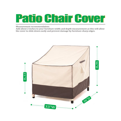 2024 Edition Waterproof Outdoor Patio Chair Covers - Beige+Coffee - 2 Packs