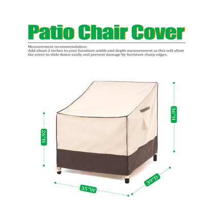 2024 Edition Waterproof Outdoor Patio Chair Covers - Beige+Coffee - 2 Packs