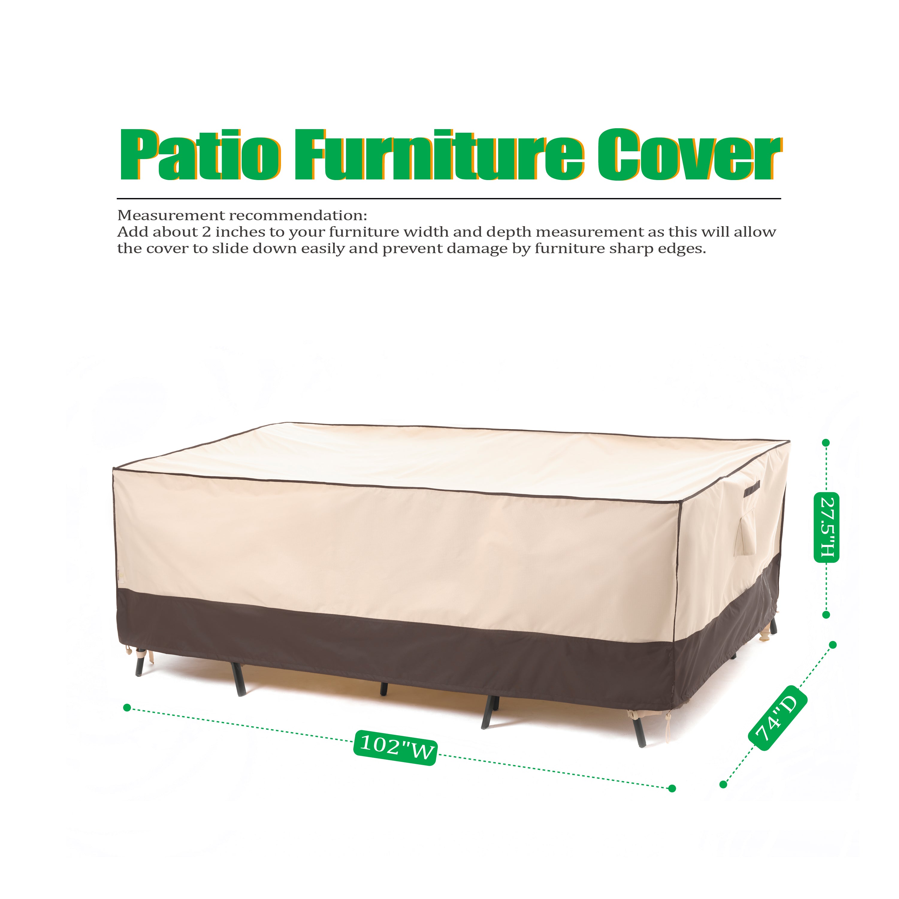 2025 Edition Waterproof Outdoor Patio Rectangular Cover - Beige+Coffee