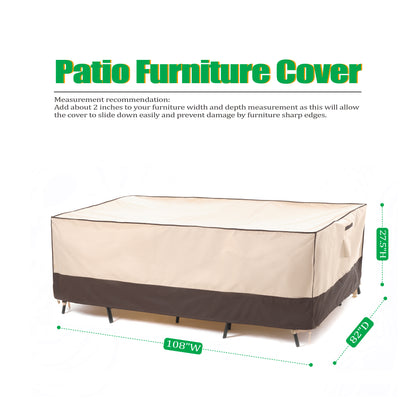 2025 Edition Waterproof Outdoor Patio Rectangular Cover - Beige+Coffee
