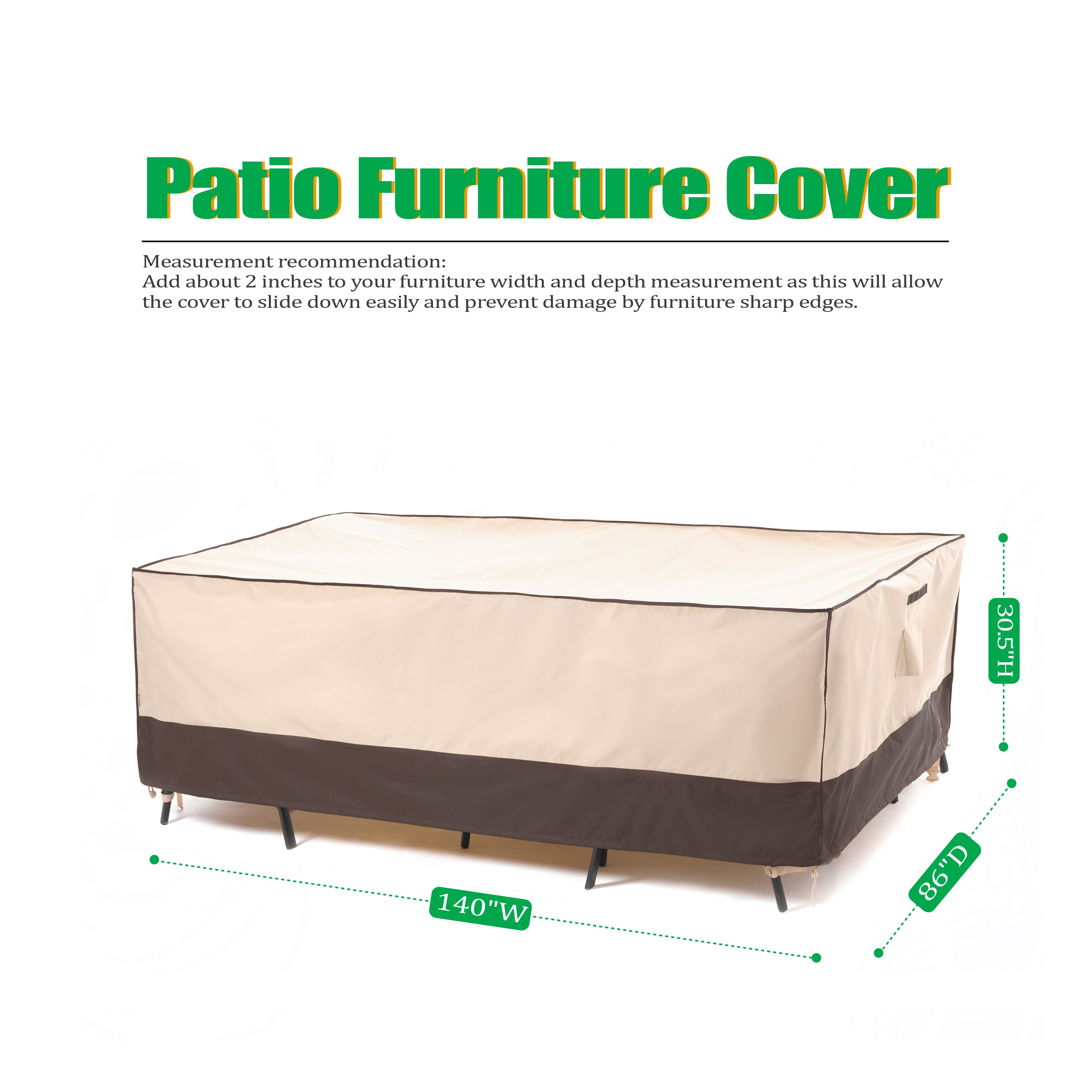 2025 Edition Waterproof Outdoor Patio Rectangular Cover - Beige+Coffee