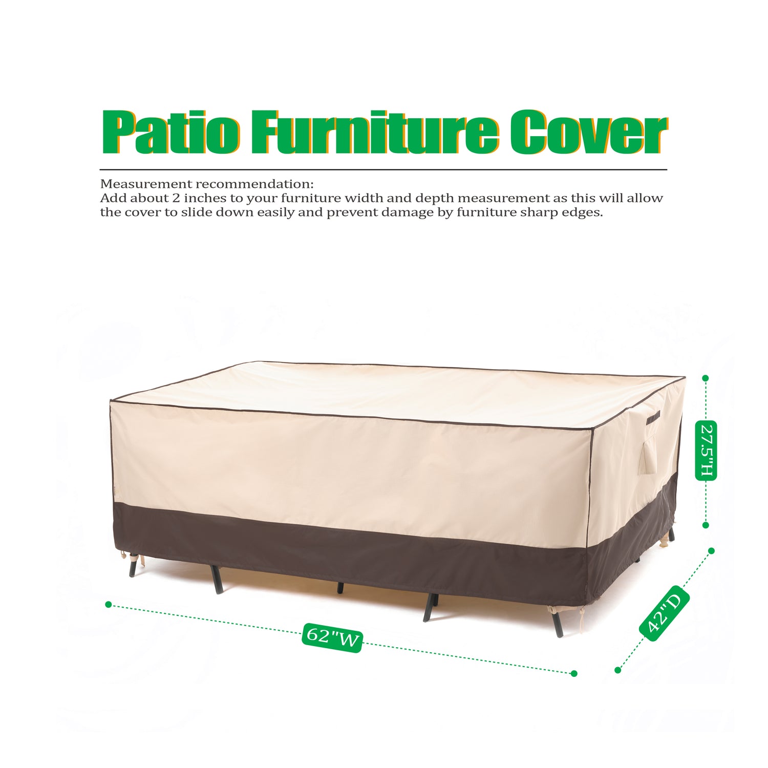 2025 Edition Waterproof Outdoor Patio Rectangular Cover - Beige+Coffee