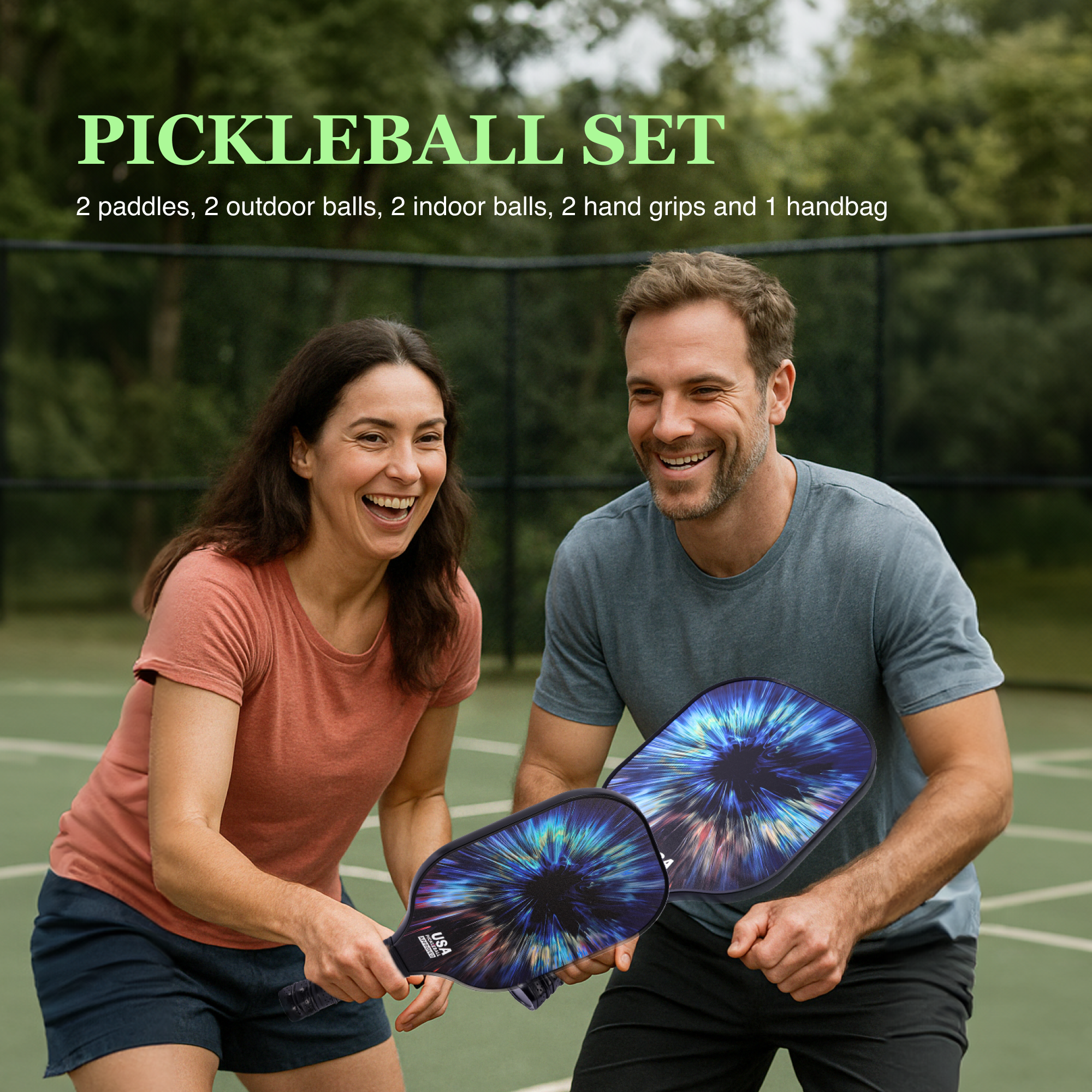 Premium Carbon Fiber Pickleball Paddle Set – USAPA Approved for Advanced Players | Lightweight Carbon Fiber Surface