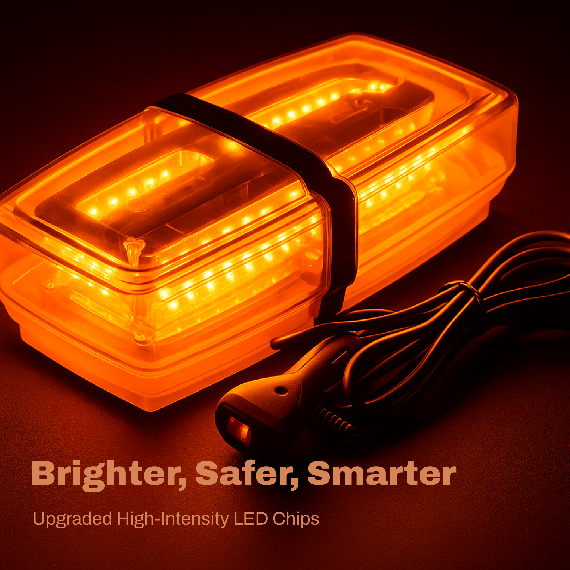 LB1100 Series 11" Amber Lens / Amber LED Light Bar (Magnet Mount, Cigarette Lighter Plug/Switch)
