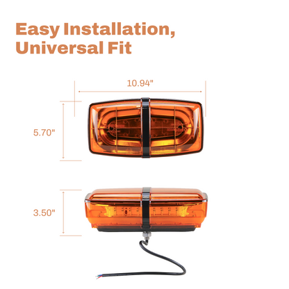 LB1100 Series 11" Amber Lens / Amber LED Light Bar (Post Mount, 3-Wire Cable)