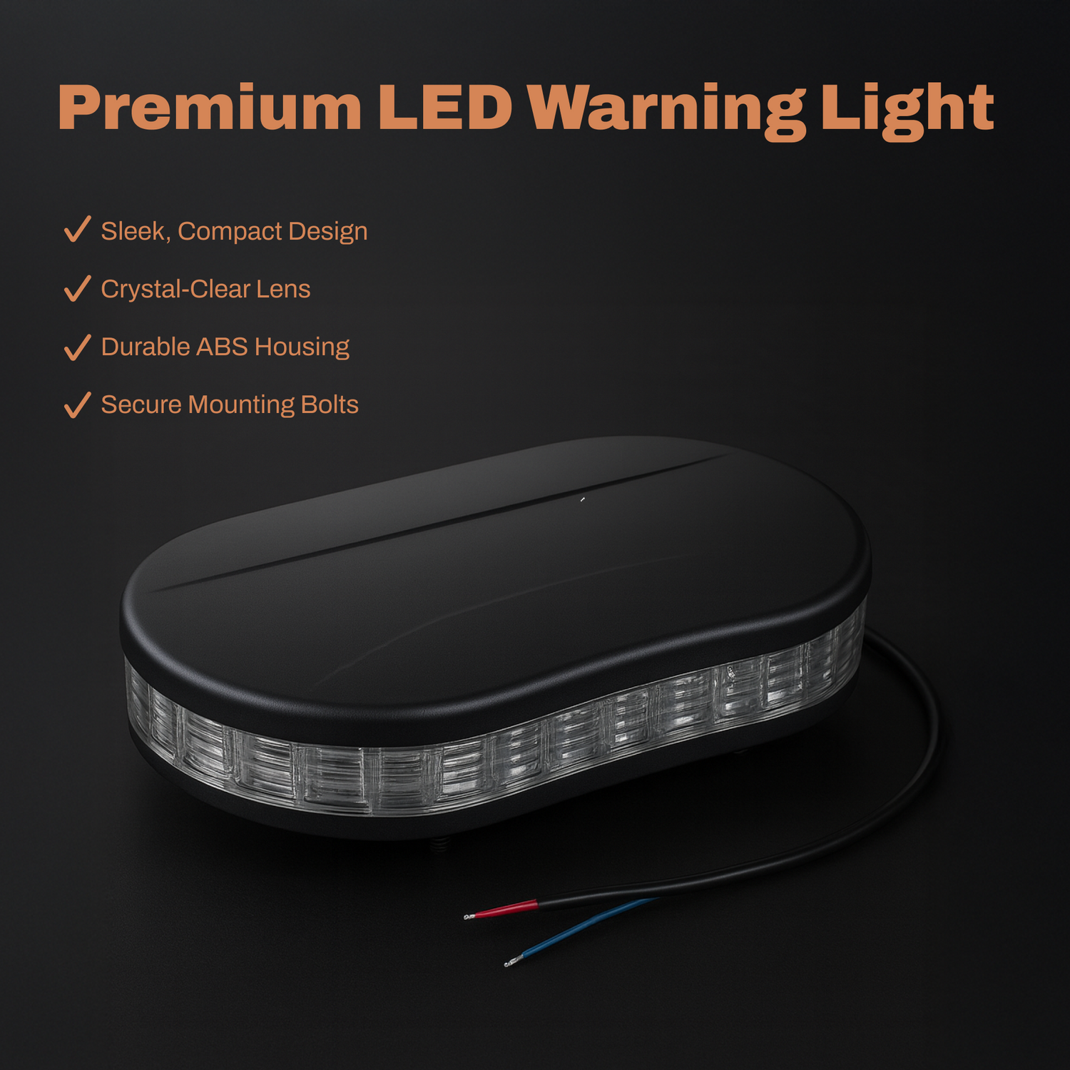 LB1000 Series 10" Clear Lens / Amber LED Light Bar (Bracket Mount, 3-Wire Cable)