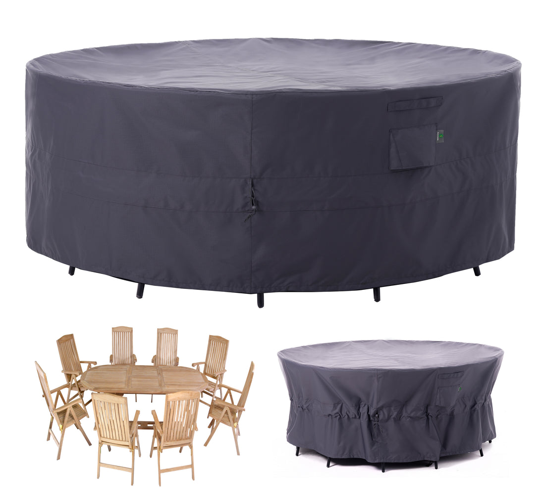 2025 Luxury Edition Waterproof Outdoor Patio Round Cover - Grey