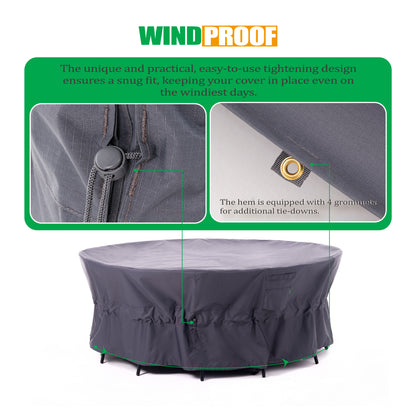 2025 Luxury Edition Waterproof Outdoor Patio Round Cover - Grey