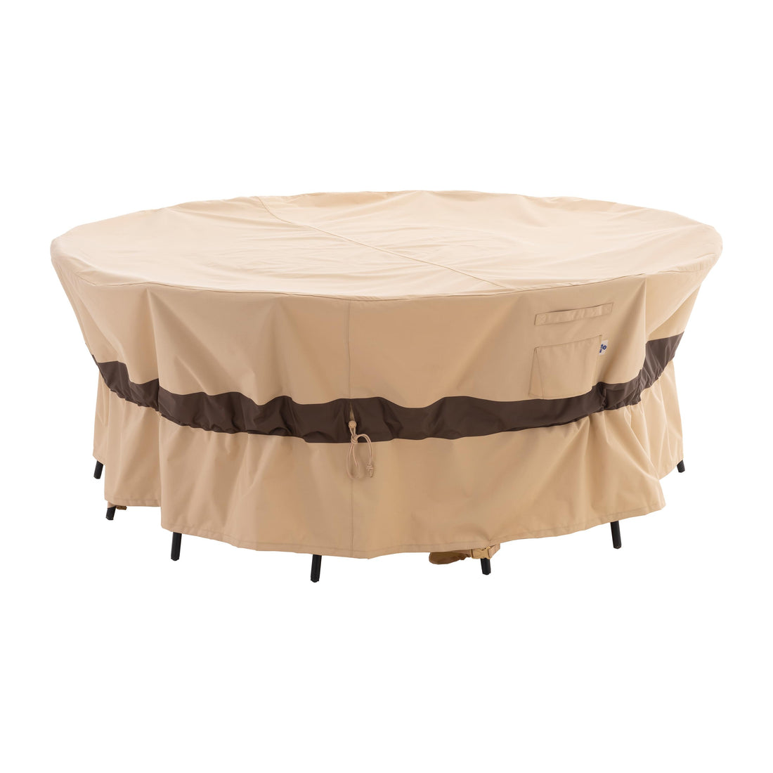 Waterproof Outdoor Patio Round Cover - Beige+Coffee - Dancing Garden Collection.