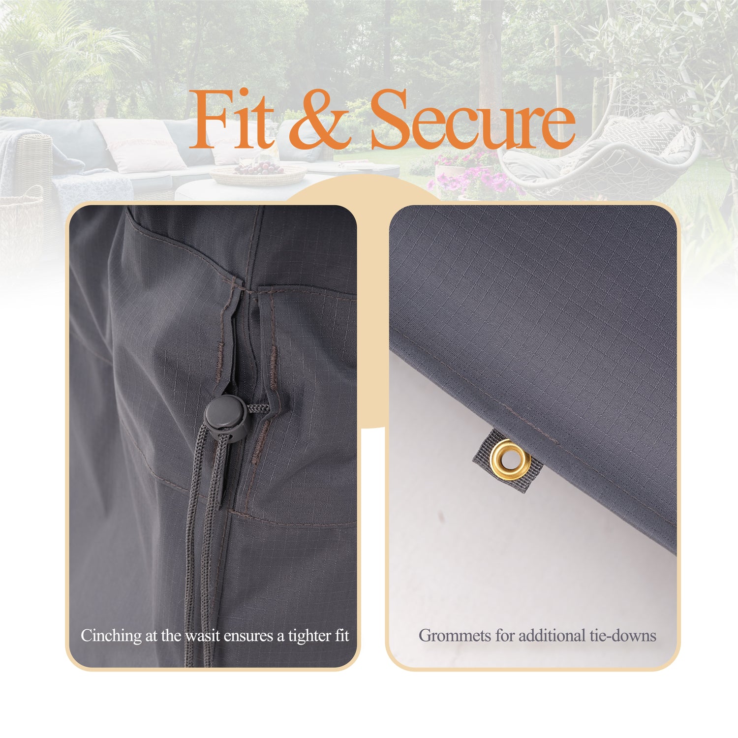 Waterproof Outdoor Patio Round Cover - Gray - Dancing Garden Collection
