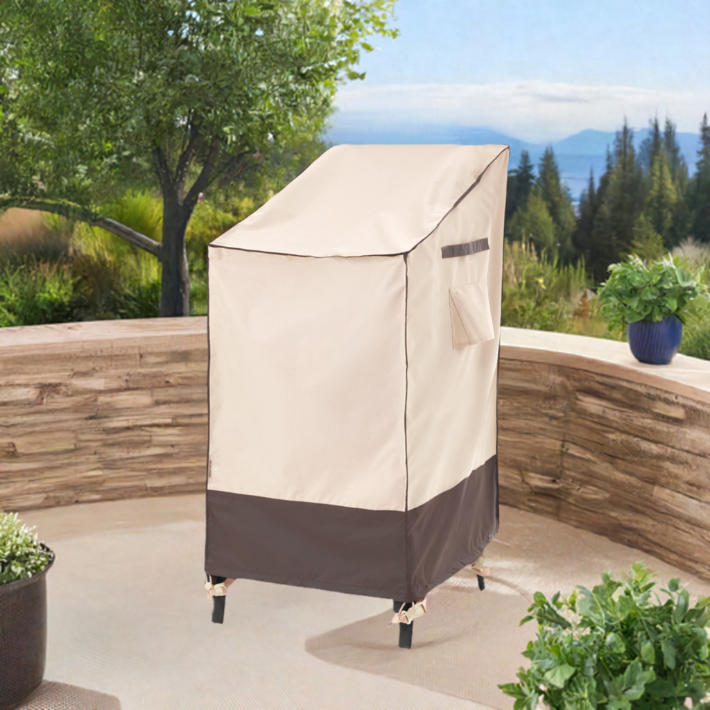 2024 Edition Waterproof Outdoor Patio Stackable Chair Cover - Beige+Coffee