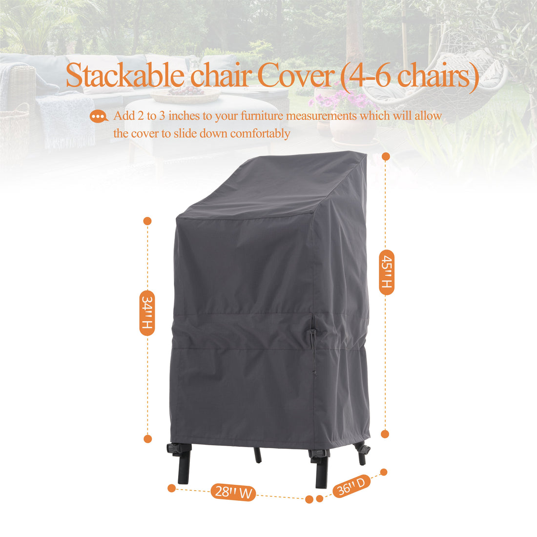 Waterproof Outdoor Patio Stackable Chair Cover - Gray - Dancing Garden Collection