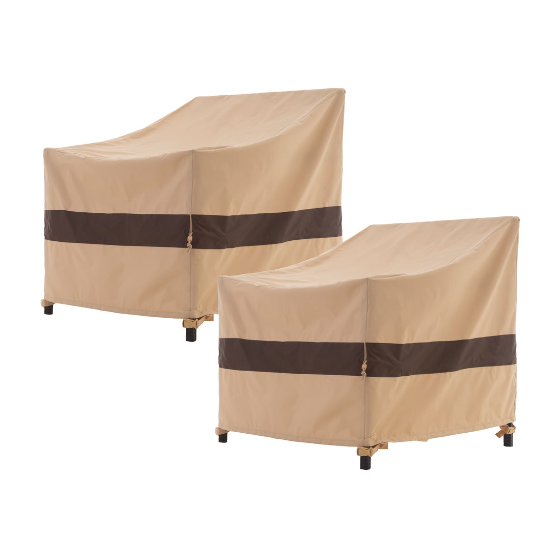 Waterproof Outdoor Patio Chair Covers - Beige+Coffee - 2Packs - Dancing Garden Collection