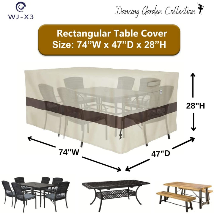 WJ-X3 Rechteckige Tischdecke für den Außenbereich, Beige und Kaffeefarben