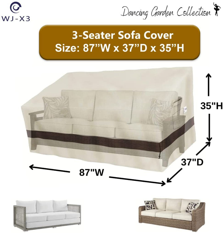 WJ-X3 Outdoor Sofa/Loveseat/Bench Cover, Beige &amp; Coffee Color