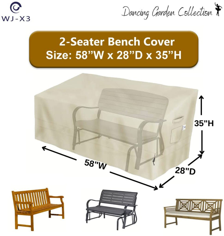 WJ-X3 Sofá para exterior/Loveseat/Cubierta para banco, color beige