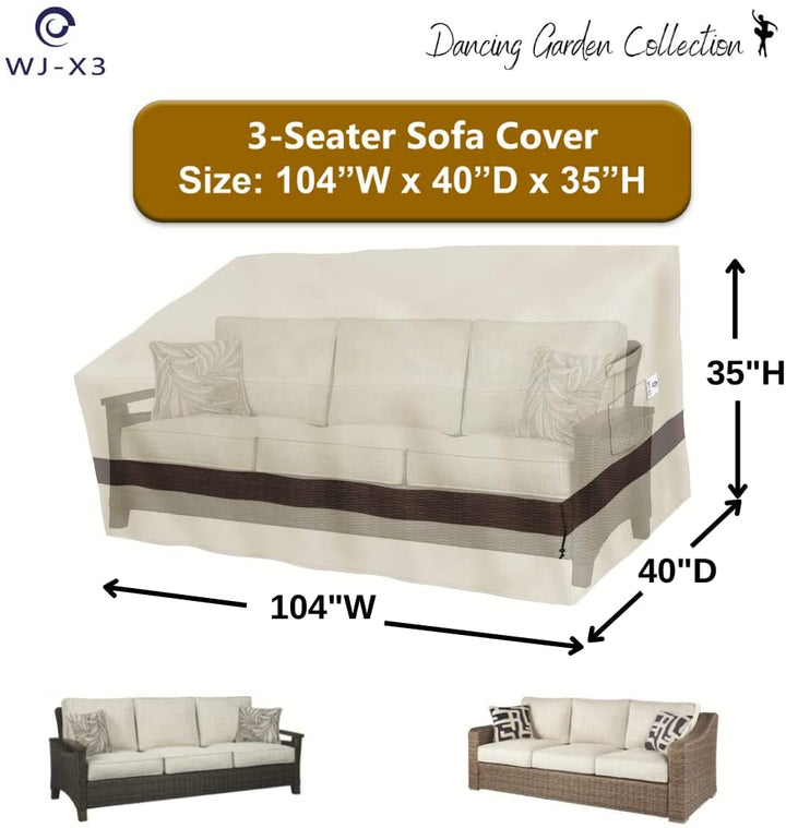 WJ-X3 Outdoor Sofa/Loveseat/Bench Cover, Beige &amp; Coffee Color