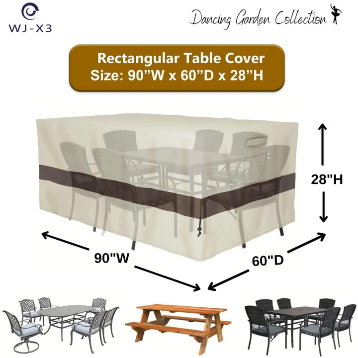 WJ-X3 Rechteckige Tischdecke für den Außenbereich, Beige und Kaffeefarben