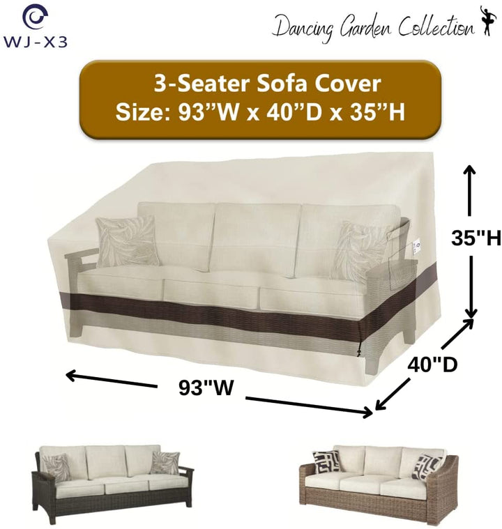 WJ-X3 Funda para sofá/loveseat/banco para exteriores, color beige y café