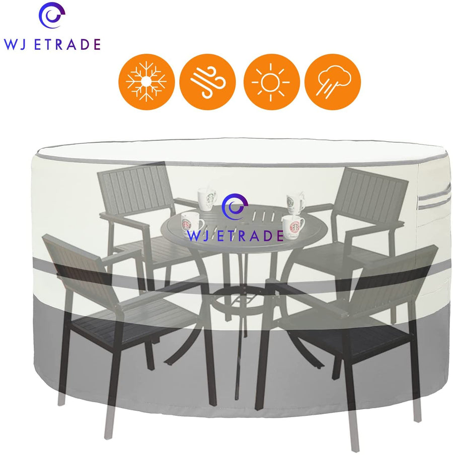 Patio Round Table Cover, Beige+Grey Color