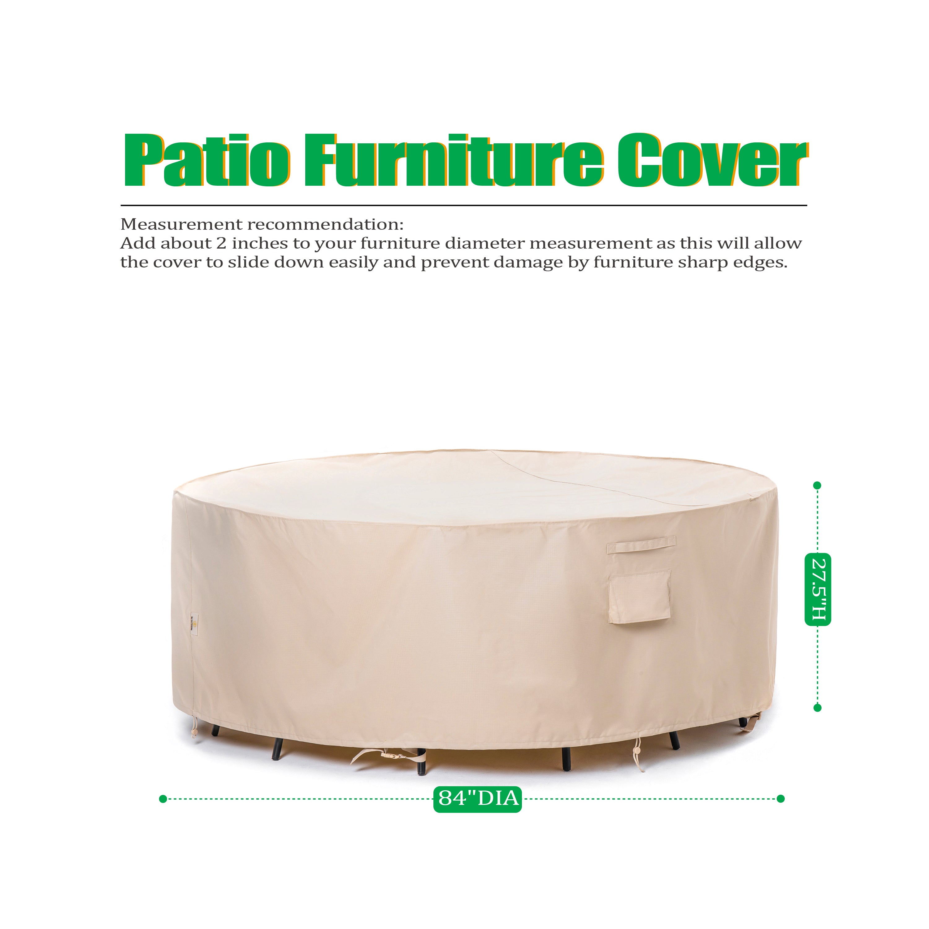 2024 Edition Patio Round Cover - Beige